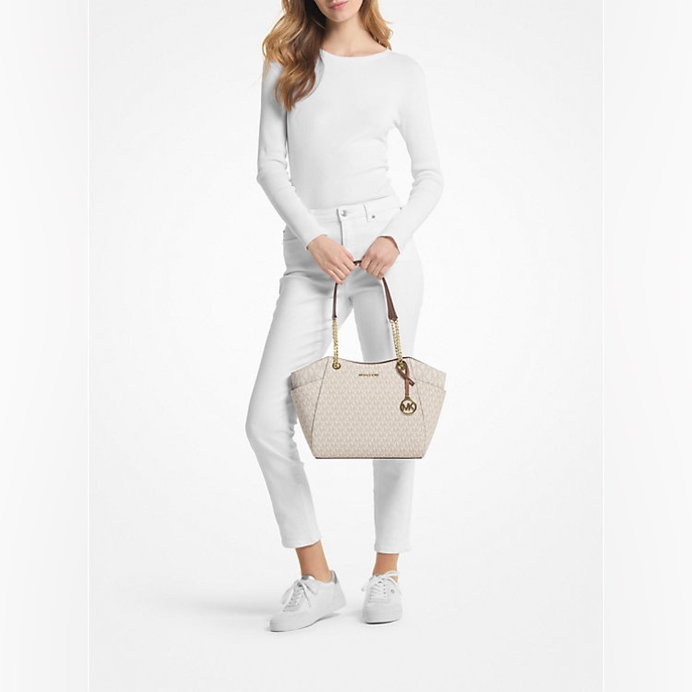 *BRAND NEW 🆕/UNUSED* Michael Kors Vanilla Jet Set Large Logo Shoulder Bag - Picture 4 of 16